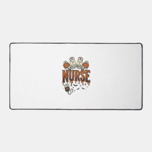 Vintage Halloween Nurse Ghost Pumpkin Design_1 Desk Mat