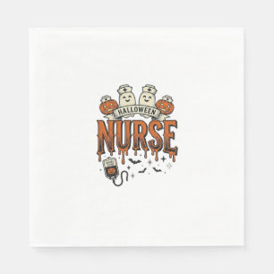 Vintage Halloween Nurse Ghost Pumpkin Design_1 Napkins