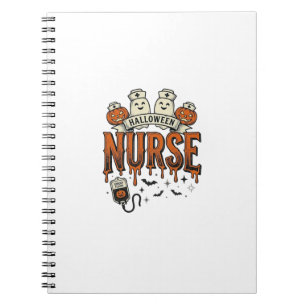 Vintage Halloween Nurse Ghost Pumpkin Design_1 Notebook