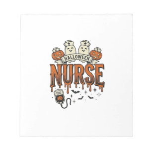 Vintage Halloween Nurse Ghost Pumpkin Design_1 Notepad