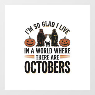 Vintage Halloween October Quote Pumpkin Cat Design Floor Decals