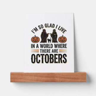 Vintage Halloween October Quote Pumpkin Cat Design Picture Ledge