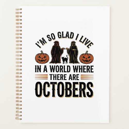 Vintage Halloween October Quote Pumpkin Cat Design Planner