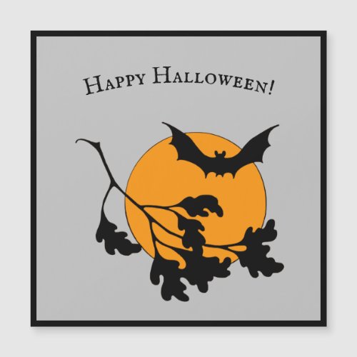 Vintage Halloween Orange Moon Flying Bats