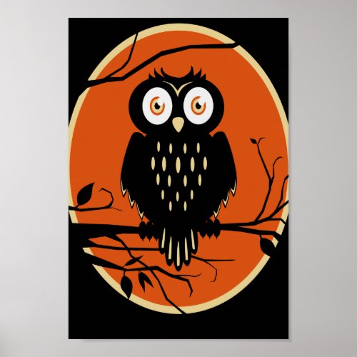 Vintage Halloween Owl Poster