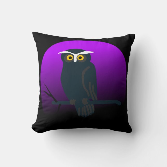 Vintage Halloween Owl Throw Pillow (Front)