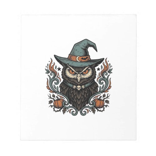 Vintage Halloween Owl Witch Hat Vector Design_1 Notepad