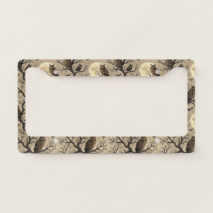Vintage Halloween Owls & Moon License Plate Frame