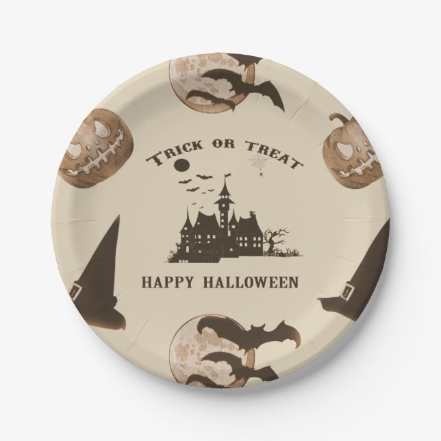 Vintage Halloween Paper Plates (Front)