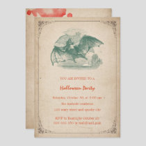 Vintage Halloween Party Bat Blood Splatter Simple Invitation