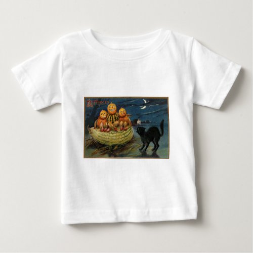 Vintage Halloween Party Black Cat Baby T_Shirt