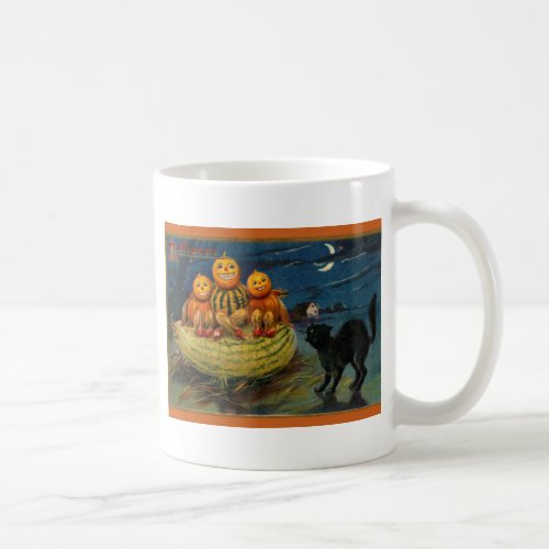 Vintage Halloween Party Black Cat Coffee Mug