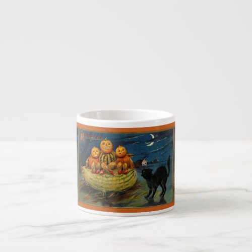 Vintage Halloween Party Black Cat Espresso Cup