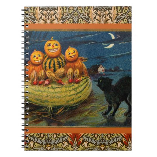 Vintage Halloween Party Black Cat Notebook