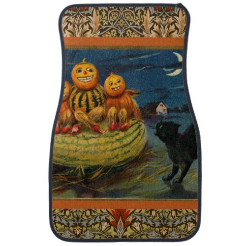 Vintage Halloween Party Black Cat Scary Pumpkins Car Mat