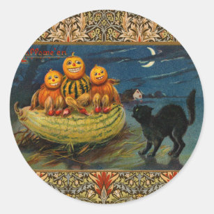 Scary Black Cat Halloween Stickers