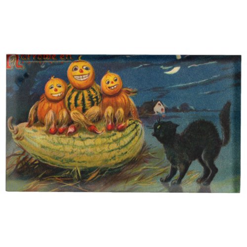 Vintage Halloween Party Black Cat Table Card Holder