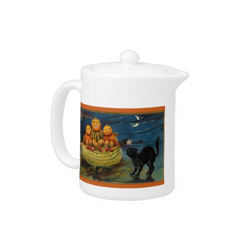 Vintage Halloween Party Black Cat Teapot