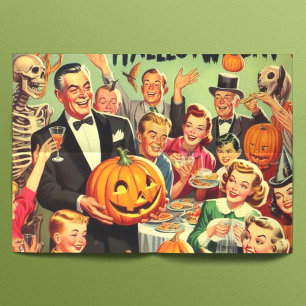 Vintage Halloween Party Illustration Tissue Paper