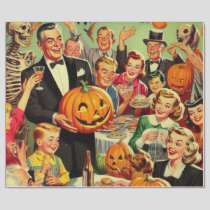 Vintage Halloween Party Illustration Wrapping Paper