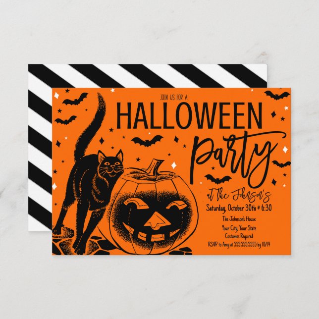 Vintage Halloween Party Invitation (Front/Back)