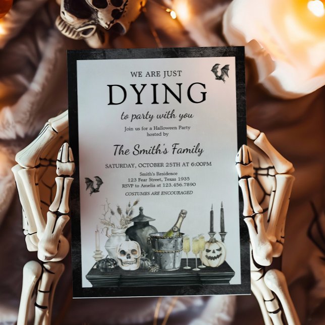 Vintage Halloween Party Invitation (Dying to Party with you Vintage Halloween Party Invitation)