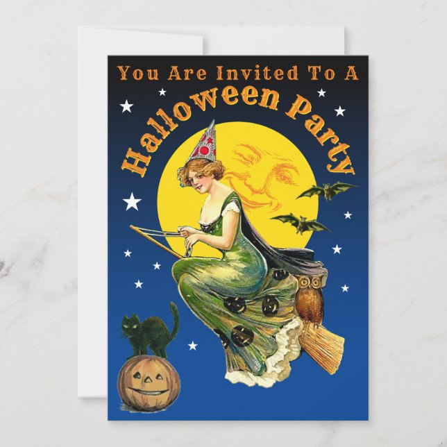 Vintage Halloween Party Invitation Template (Front)