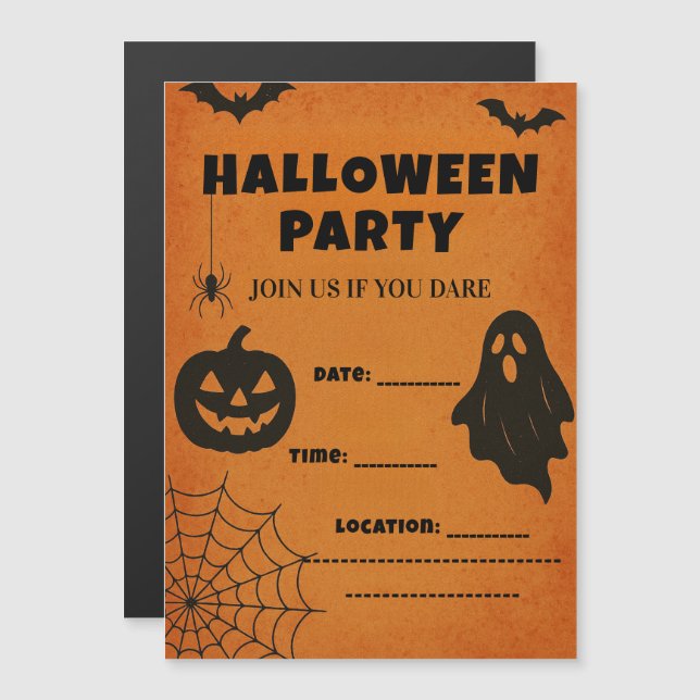Vintage Halloween Party Invite | Spooky Icons (Front/Back)