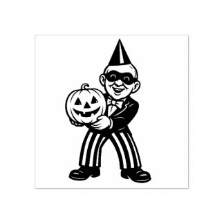 Vintage Halloween Party Man Rubber Stamp