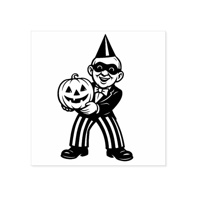 Vintage Halloween Party Man Rubber Stamp (Imprint)