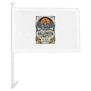 Vintage Halloween Party No Tricks Just Treats Desi Car Flag