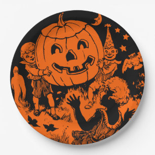 Vintage Halloween Party Paper Plates