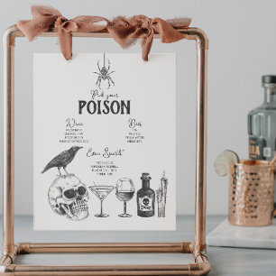 Vintage Halloween Party Pick Your Poison Bar Menu Foam Board