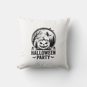 Vintage Halloween Party Pumpkin Witch Shirt Design Throw Pillow