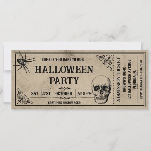 Vintage Halloween Party Ticket Invitation | Zazzle