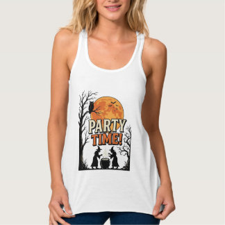 Vintage Halloween Party Time Witch Cauldron Shirt_ Tank Top