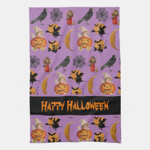 Vintage Halloween Pattern Decorative Kitchen Towel