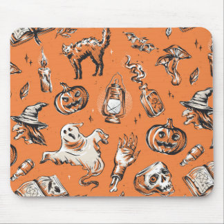 Vintage Halloween Pattern Mouse Pad