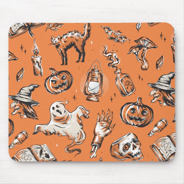 Vintage Halloween Pattern Mouse Pad (Front)