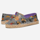 Vintage Halloween Pattern on Gray Canvas