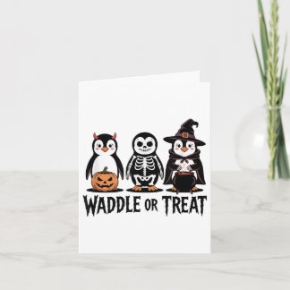 Vintage Halloween Penguin Trick Or Waddle Spooky _ Card