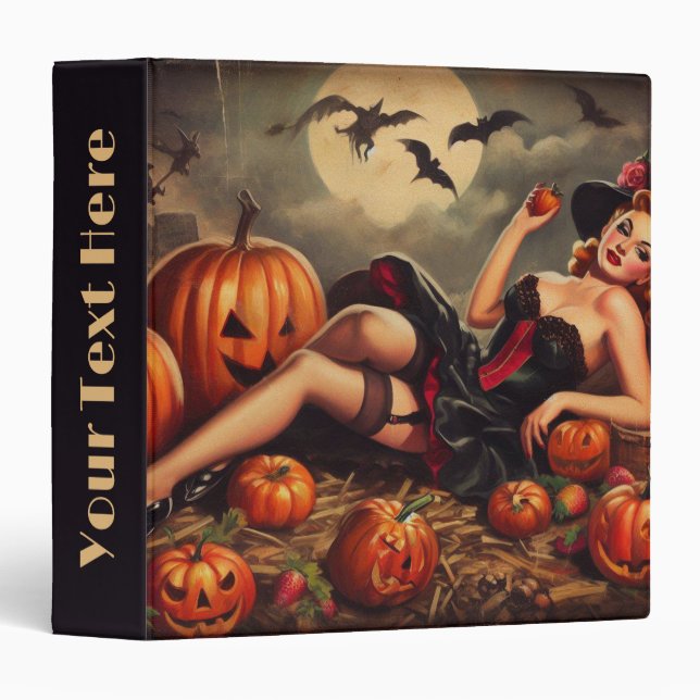 Vintage Halloween Pin Up 3 Ring Binder (Front/Spine)