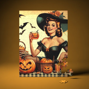 Vintage Halloween Pin-Up Jigsaw Puzzle