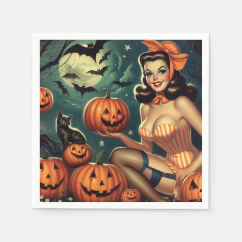 Vintage Halloween Pin Up Napkins