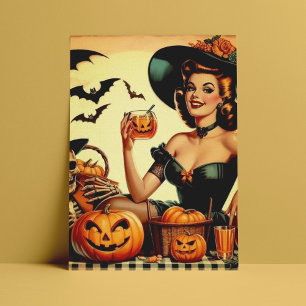Vintage Halloween Pin-Up Postcard