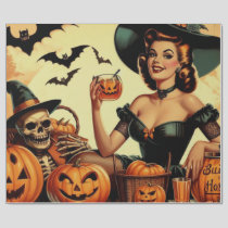 Vintage Halloween Pin-Up Wrapping Paper