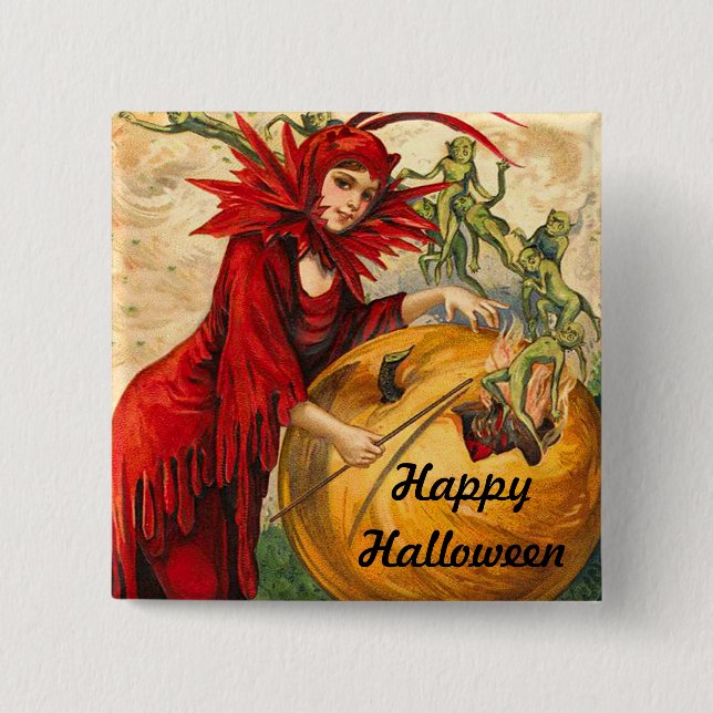 Vintage Halloween Pinback Button (Front)