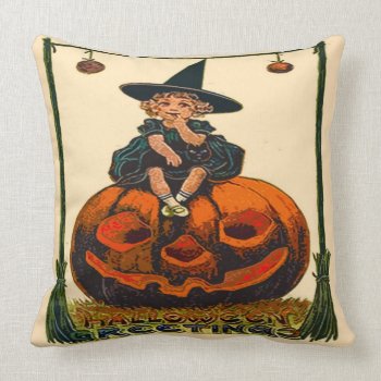 Vintage Halloween Polyester Throw Pillow 20" X 20" by mrcountscary at Zazzle