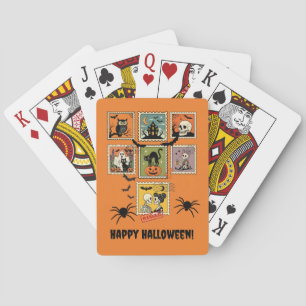 Vintage Halloween Postage Stamp Collection Poker Cards