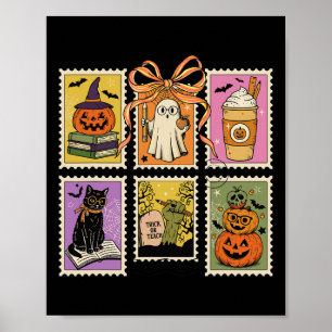 Vintage Halloween Postage Stamp Teacher Spooky Cut Poster